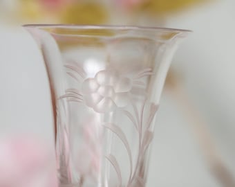 Delightful engraved bud vase