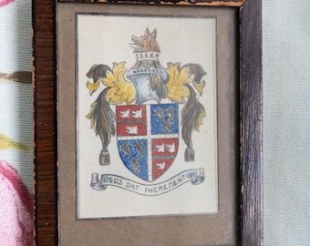 For Old Tonbridgian 1920s miniature hand-painted Tonbridge School amorial shield, probably painted by a pupil during letter writing or prep!