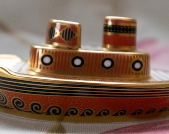 Royal Crown Derby Treasures of Childhood tug-boat (1983)