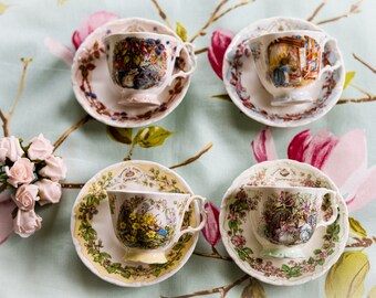Brambly Hedge Four Seasons full size cups and saucer: Royal Doulton porcelain