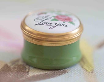 Crummles fine hand-painted enamel miniature trinket pot: 1 x 0.6 inches