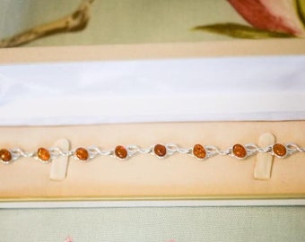 New sterling silver and amber Celtic bracelet (boxed)