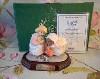 Beatrix Potter Mrs Tiggy Winkle and Lucie: Royal Doulton limited edition no 39 of 2550 certificated and boxed