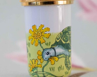 Crummles hand-painted enamel trinket pot of a tortoise