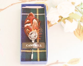 Vintage Clan Campbell game bird feather lapel pin
