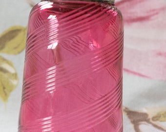 Victorian cranberry glass muffiniere (sugar shaker):  6.25 inches height