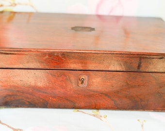 Victorian rosewood and brassband writing slope