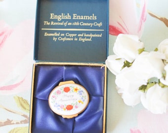 Crummles Happy Anniversary hand-painted enamel trinket pot: boxed