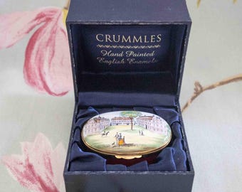 Crummles fine hand-painted enamel Harvard trinket pot: boxed