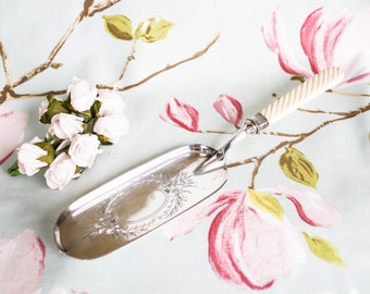 Beautiful Victorian butler crumb scoop with ivorine handle: Briddon Brothers (Sheffield)