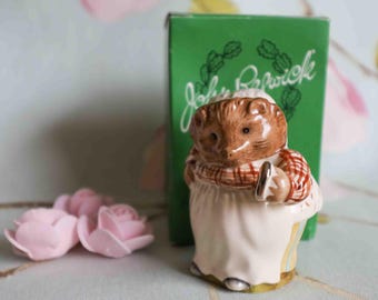 Limited edition gold iron and back-stamped Royal Doulton Beswick Mrs Tiggy Winkle: boxed