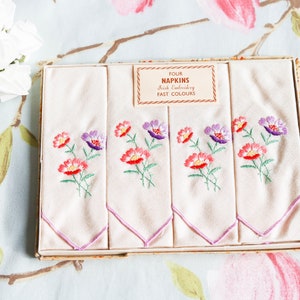 Unused as new vintage Irish embroidered napkins in original box