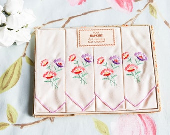 Unused as new vintage Irish embroidered napkins in original box