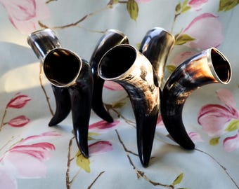 Impressive pair of horn table decorations: 8 inches height