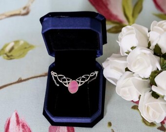 Celtic style, sterling silver and pink mother necklace - 16 inches with 2 inch extension chain (boxed)