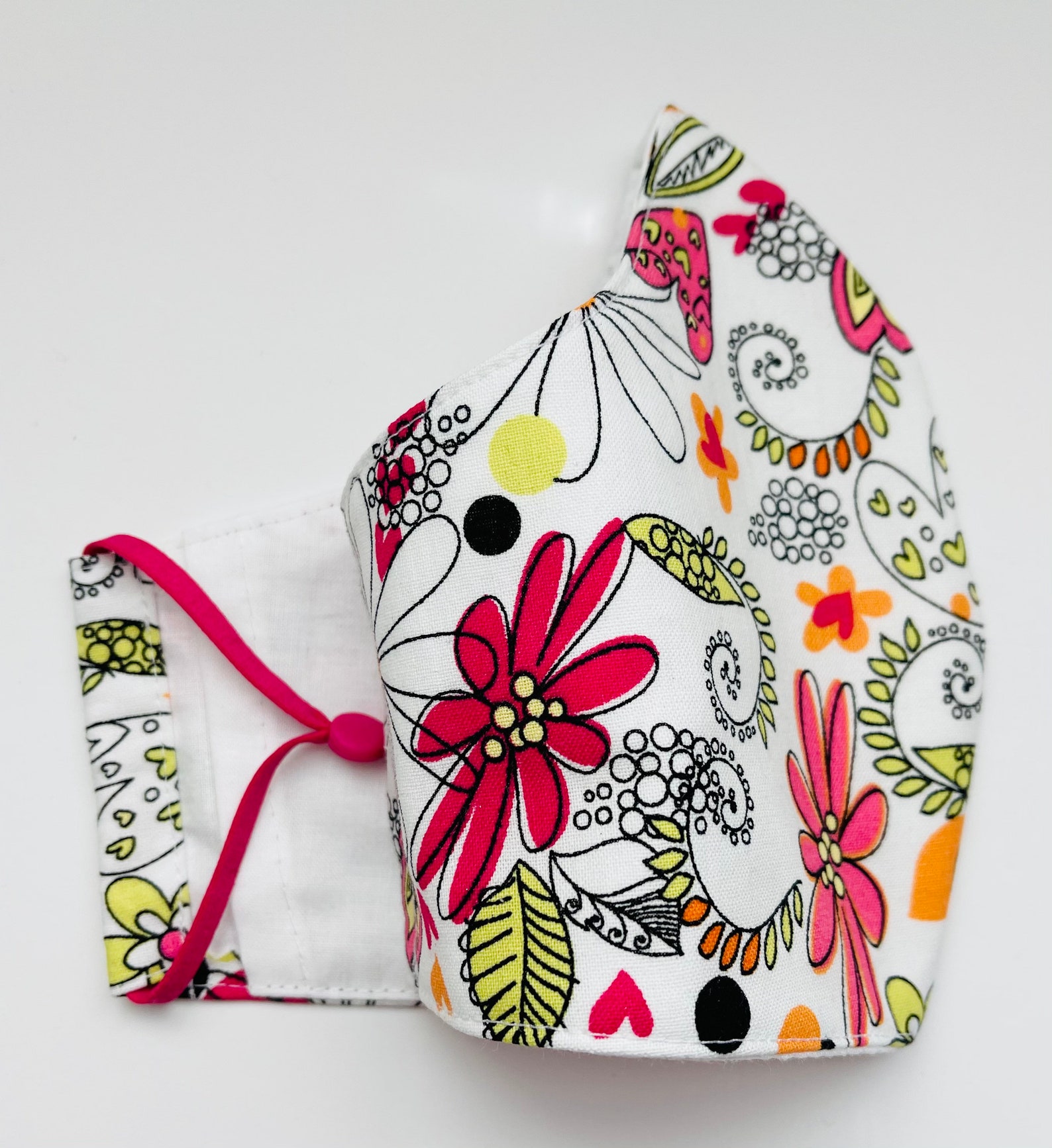 Floral Face Mask Sketched Flowers Etsy