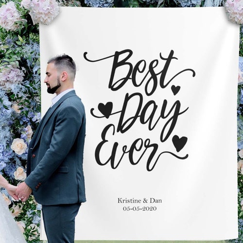 Best Day Ever Backdrop Rustic Wedding Backdrop Fabric Etsy