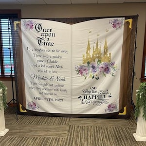 Fairytale Wedding Photo Backdrop Princess Wedding Banner Royal Castle Floral Book Backdrop Once Upon A Time Wedding Decoration Custom