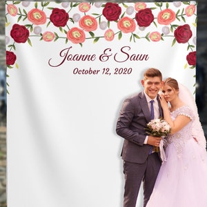 Red and Pink Rose Wedding Backdrop for Reception, Fall Wedding decor, Marsala Wedding