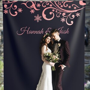 Wedding Backdrop for Reception | Rose Gold and Navy Wedding Backdrop | Royal Elegant Wedding Decoration / Photo booth backdrop