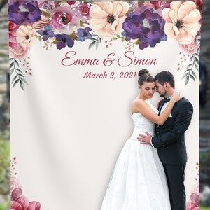 Floral Purple and Pink Blush Wedding Decor, Wedding Backdrop for Reception, Bridal Shower Wedding Photo Backdrop, Boho Wedding 01WBC5