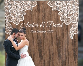 Rustic Lace Wedding Decor, Wedding Backdrop for Reception, Lace Wood, Outside, Barn Southern Wedding, Engagement Backdrop