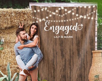 Rustic Engagement Backdrop, Proposal Backdrop, Engagement party Backdrop, Bachelorette party decorations, she said yes