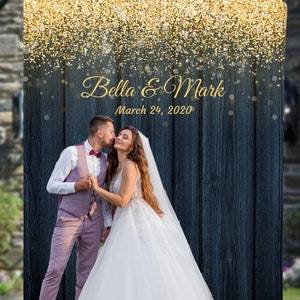 Navy Gold Decor, Rustic Wedding Backdrop, Wedding Backdrop for Reception, Wedding Shower, Photo booth Backdrop 01WB44