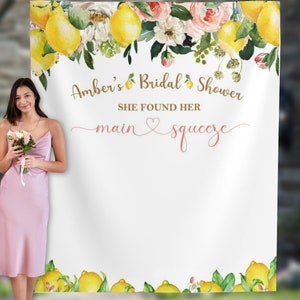 Lemon Bridal Shower Backdrop, She Found Her Main Squeeze Backdrop, Bachelorette Party Decorations, Floral Lemonade Backdrop