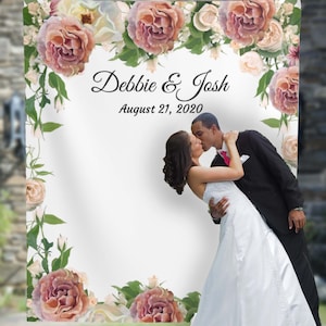 Boho Wedding Backdrop for Reception, Dusty Rose Floral Backdrop, Blush Wedding Decorations, Photo booth Prop, Custom Backdrop 01BS01