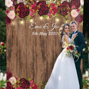 Wedding Backdrop for Photos, Burgundy Wedding, Wedding Dessert Table Decor, Mr and Mrs Banner, Fall Decor, Maroon Wedding,  01WB14