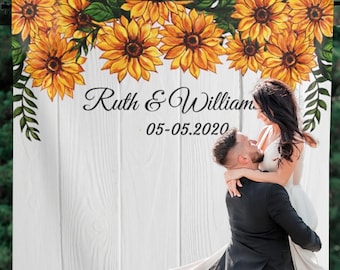 Rustic Sunflower Wedding Photo Backdrop Wedding Decor Fall Wedding Decor 01WB01