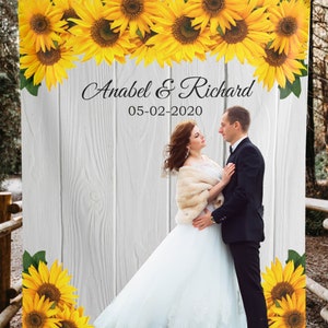 Sunflower Wedding Backdrop / Rustic Engagement Banner / Fall Wedding Decor | Photobooth Decor 01WB59