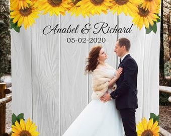 Sunflower Wedding Backdrop / Rustic Engagement Banner / Fall Wedding Decor | Photobooth Decor 01WB59