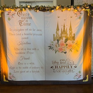 Princess Bridal Shower Decor Fairytale Wedding Bckdrop Happily Ever After Engagement Banner Once Upon A Time Love Gives Us a Fairytale