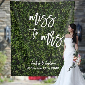 Bridal Shower Backdrop, Grass Wall Backdrop, Miss To Mrs Banner, Bachelorette Party decorations, Hedge Wall Sign, Future Mrs Banner