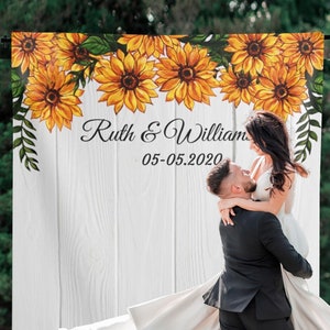 Rustic Sunflower Wedding Photo Backdrop Wedding Decor Fall Wedding Decor 01WB01