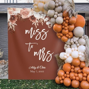 Miss to Mrs Backdrop, Boho Bridal Shower Decorations, Terracotta Miss to Mrs Banner, Rust Bridal Shower Decorations, Miss to Mrs Sign