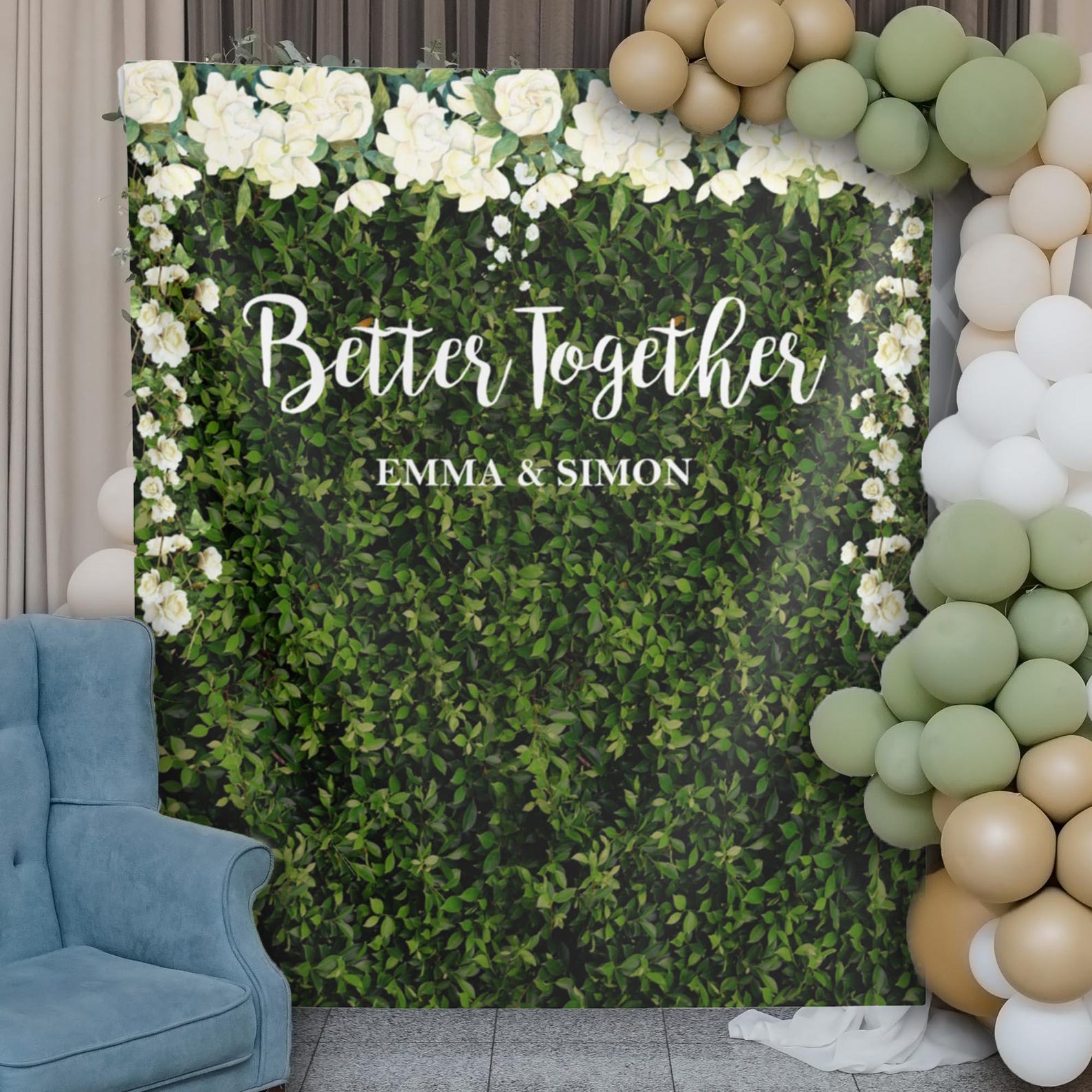 Better Together Wedding Banner Personalized Grass Wall Backdrop ...