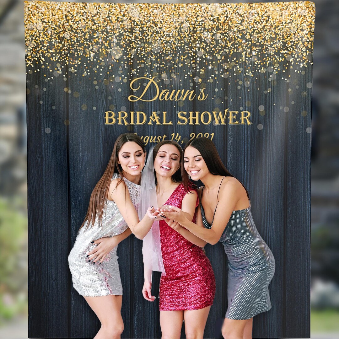 Boho Theme Gold Glitter Round Bridal Shower Backdrop