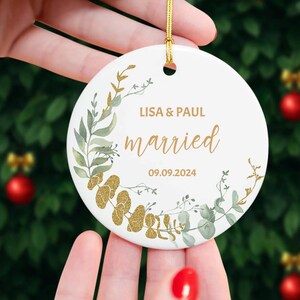 Married Ceramic Ornament Gift Personalized Newlywed Gift Mr & Mrs Christmas Ornament Custom Wedding Ornament Wedding Gift Keepsake