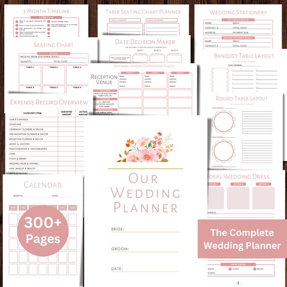 300 Wedding Planner Printable Template Wedding Planner Wedding