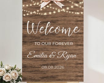 Rustic Wedding Welcome Sign Welcome to Our Forever Printed Engagement Foamboard Country Wedding Shower Signage Farmhouse Bridal Shower Deco