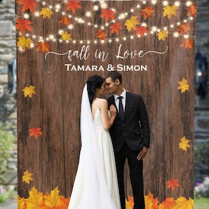 Wedding Backdrop for Reception | Rustic Fall Backdrop | Pumpkin Leaves Decor|  Autumn wedding decor
