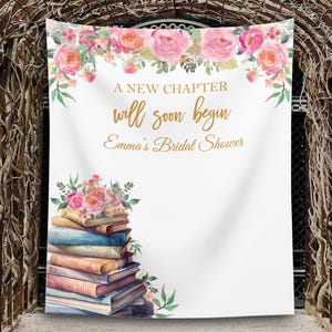 Book Themed Bridal Shower Decor A New Chapter Wedding Shower Backdrop Storybook Bridal Shower Banner Library Floral Bachelorette Party Decor