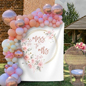 Miss to Mrs Bridal Shower Backdrop Floral Bridal Shower Decorations Bachelorette Banner Custom Photo Backdrop Future Mrs Tapestry Sign