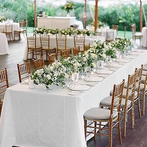 Wedding Table Cover Polyester Tablecloth Engagement Party Table Decoration Cover Bridal Shower Rectangle Table Cover Long White Table Cloth