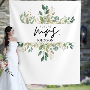 Greenery Bridal Shower Photo Backdrop, Future Mrs. Banner, Botanical Bachelorette Party Decorations, Greenery Photo Prop