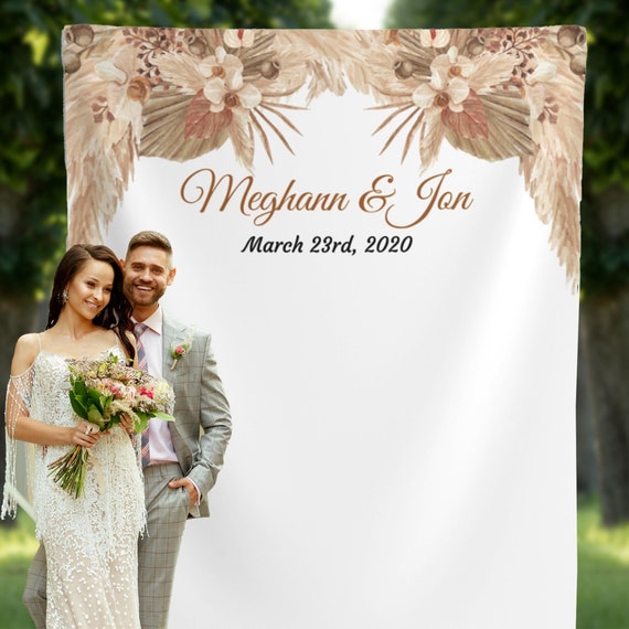 Pampas Grass Backdrop Boho Wedding Reception Photo Backdrop Custom 