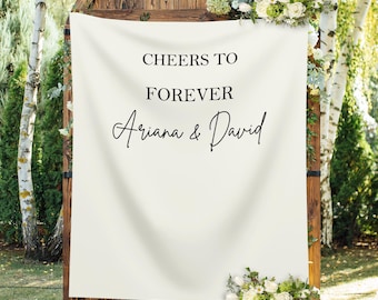 Prost auf immer Hochzeitshintergrund für Empfang Minimalistische Verlobungsfeier Fotostand Hochzeit Banner Paare Dusche Dekor